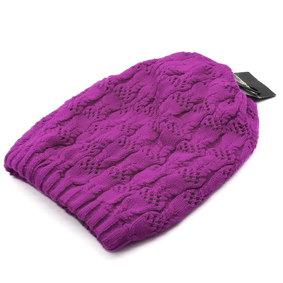 NWT Eddie Bauer First Ascent Reversible Rib Slouch Beanie in Cosmos Pink - Picture 2 of 3